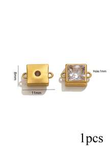 1pc Stainless Steel Star, Round And Square Double Hole Connector, Suitable For Necklace And Bracelet - DIY Jewelry Making Accessories - Connector - View 16