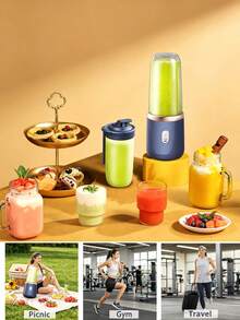 Gelas Juicer Portabel Nirkabel Kapasitas 400ml, Desain Tutup Ganda, Pisau Baja Tahan Karat 21000RPM, Sensor Keamanan Mati Otomatis, Mulai Sekali Sentuh, Material Berkualitas, Pengisian Daya USB, Cocok untuk Gym, Kantor, Aktivitas Luar Ruangan, dan Minuman Jus Segar Sehari-hari - MultiWarna - View 7