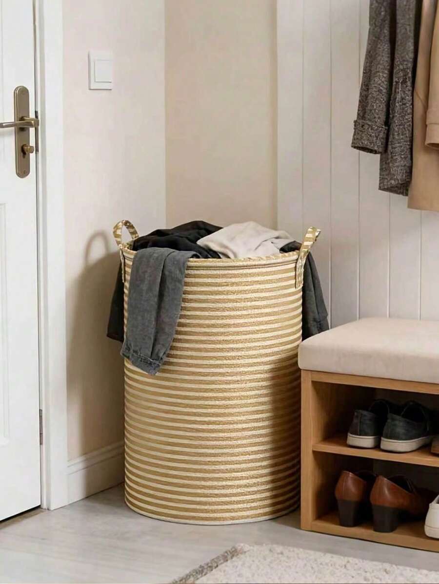 Large Capacity Foldable Laundry Basket, Sturdy Handle Design, Extra Large Portable Storage Bin, Suitable For Laundry Room, Bathroom And Bedroom Modern Storage Organizer Basket, Multi-Functional Home Storage Basket - Multicolor - View 1