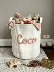 Large Capacity Foldable Customized Toy Storage Box With Name, Personalized Felt Toy Storage Basket, For Organizing Toys, Blankets, Leashes, Durable And Easy To Clean, Space-Saving, Playful Pet Design - Multicolor - View 4