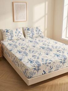 1pc Floral Print Fitted Sheet, Mattress Protector, Mattress Cover, Summer, Comfortable Breathable Wrinkle-Resistant, Machine Washable, Twin, Full, Queen, King, Dorm Bedding, All Season & Summer, Pillow And Pillowcase Not Included, Room Decor, Back To School - Multicolor - View 10