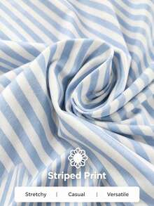 VIVINA Summer Fall Y2K Women's Minimalist Fashion Casual Daily Versatile Striped Knit Fabric Button Front Camisole Tank Top, Suitable For Fall, Back To School, Gym, Birthday, Football, Blue Striped Top, Perfect For Girlfriends Gathering, Afternoon Tea, Shopping And Photo Outfits - Blue - View 8