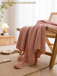 1pc Personalized Script Embroidery Knitted Blanket, Custom Text Tassel Trim Knit Throw, Multi Color Selection, Decorative Bedding Cover, Ideal Holiday Gift For Housewarming, For Partners, Close Friends, Family Members - Multicolor - View 18