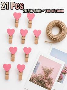 1-31pcs Heart-Shaped Small Clips - Cute Wooden Photo Clips, Creative Photo Wall Clips, Holiday Decoration Clips, Pink And Red Combination. Clip Style Photo Clips For Displaying Photos, Crafts, Art And Cocktails,Suitable For Creative Projects - Multicolor - View 16