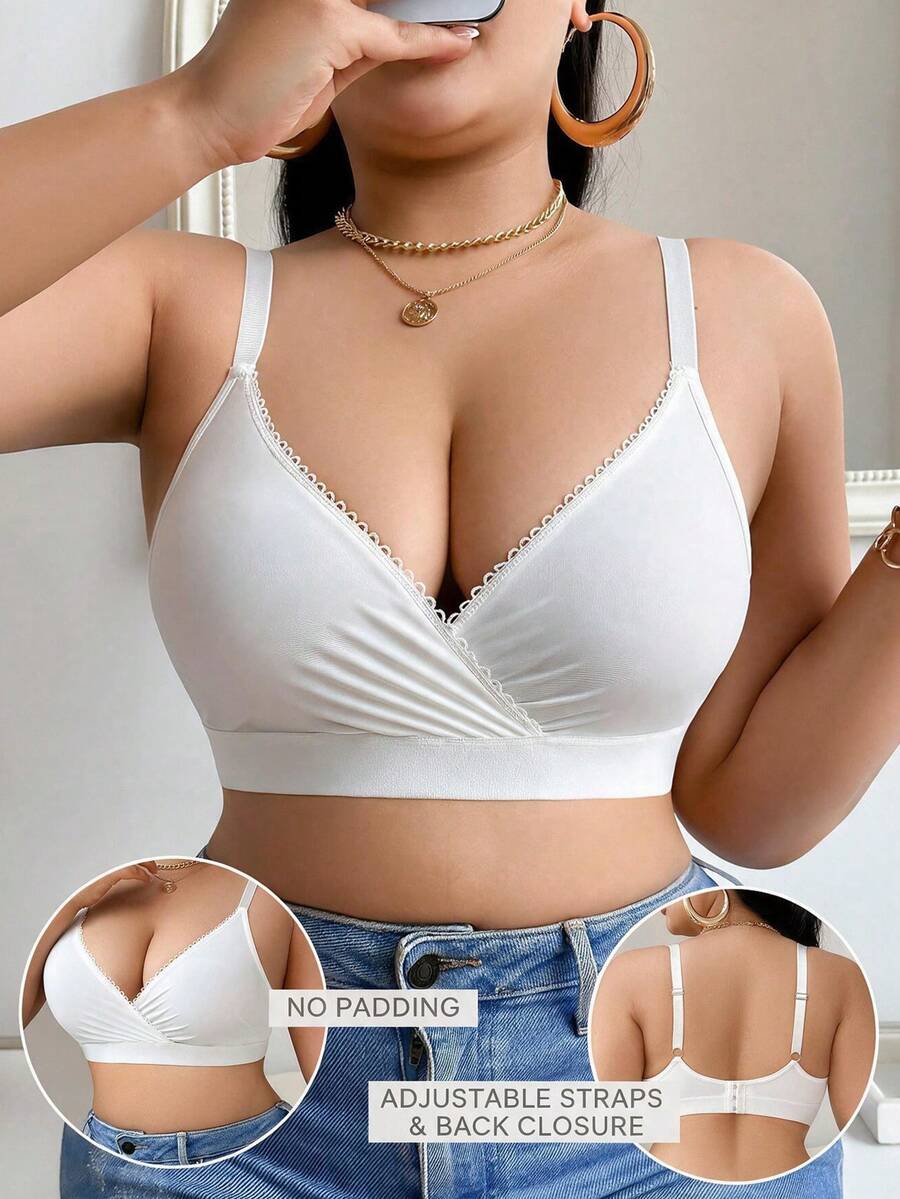 1pc Plus Size Wireless & Unpadded Women Bra
