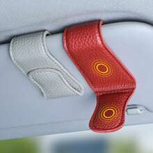 Car Sun Visor Glasses Holder - Magnetic Buckle Leather Material, One-Hand Operation, Non-Destructive Installation, Suitable For All Car Models, Car Interior Glasses Holder And Card Holder - Eyeglasses Clip - View 11