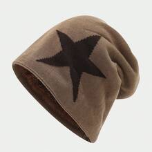 1pc Men's Star Jacquard Knit Beanie With Warm Lining - Multicolor - View 11