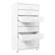 Metall Rollcontainer mit 7 Schubladen, Mobiler Schubladenschrank (Graugrün) | Aktenschrank mit Rollen, Büroschrank mit Rädern, Rollschrank für Zuhause Büro, 35x26x69 cm - Weiß - Übersicht 7