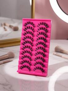 10 Pairs Demon Spike False Eyelashes, Transparent Stem, Soft Synthetic Fiber, Lightweight & Reusable, Exaggerated Big Eye Style, Suitable For Cosplay Party, Adhesive False Eyelashes, Doll Eyelashes - Black - View 6