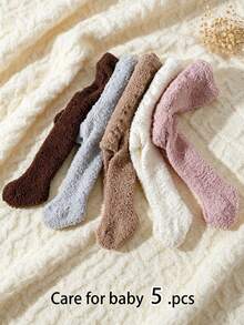 1pc Baby Thickened Thermal Lined Tights, Solid Color, Warm And Comfortable, Suitable For Winter, Below 5°C - Multicolor - View 2