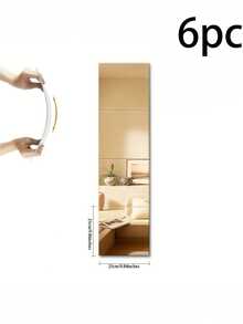 Ensemble de 4, autocollants muraux en miroir acrylique carré doré, 25 cm, accents muraux décoratifs en acrylique auto-adhésifs et amovibles DIY, convient pour le salon, la chambre et le mur du canapé, décoration de la maison; miroir doré pleine longueur, miroir de maquillage - Autocollant miroir acrylique - Voir 9