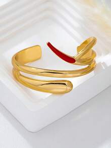 1pc Halloween Fashion Personalized Versatile Artificial Drip Oil Red Pointed Geometric Water Drop Shape Women's Bracelet - Golden Red - View 4