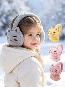 Soft Plush Earphone Cover, Cute Cartoon Cat Ear Design, Suitable For Headphones, Ear Protection - Multicolor - View 2