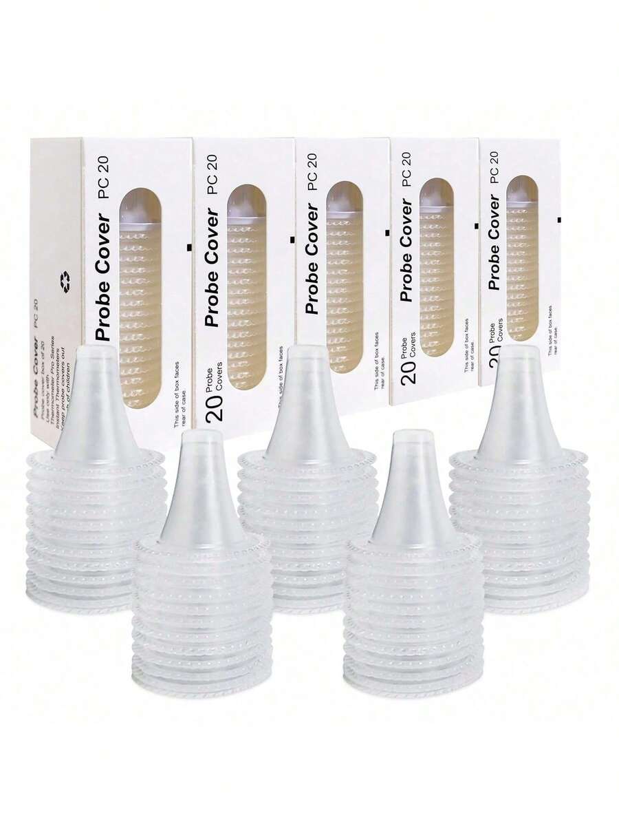 Universal Ear Thermometer Covers, Disposable | Fits Probe | Hygienic & Prevents Cross-Contamination, Home Temperature Measurement, Ear Thermometer Replacement Covers, High-Quality Thermometer Accessories, Protective Ear Thermometer Covers - White - View 1
