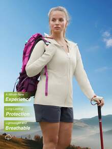Oversizes Clothing Summer Women Ice Silk Breathable Jacket Outdoor Hooded Thin Fishing Clothing ,Suitable For Outdoor Leisure - Apricot - View 2