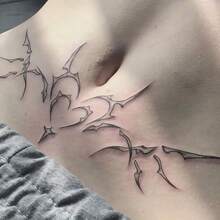 (Succubus Pattern) Temporary Tattoo Sticker Herbal Tattoo Sticker, Realistic And Long-Lasting Temporary Tattoo Sticker, Waterproof And Friction-Resistant Lasts 7-15 Days - Black - View 1