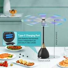 Fly Repellent Fan 2/3/4 Packs - USB Powered/AA Battery Operated (Note: Batteries Not Included), Efficient Desktop Fly Repellent Fan, Soft Blades, Suitable For Home, Picnic, BBQ Party And Other Occasions, Portable Insect Repellent, Quiet Operation, ≤36V - Black - View 4
