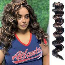 Women's 20 Inch Deep Wave Synthetic Hair Extensions Hair Curtain Hair Tie Wig Hair Accessory - Coffee Brown - View 13