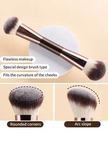 ronshadow 3pcs Dual-Ended Makeup Brushes, Large Round Blush Brush & Fan Contour Brush, Soft Bristles With Good Powder Pickup, Daily Commute Full Face Makeup Tool For Sculpted Contour - Multicolor - View 4