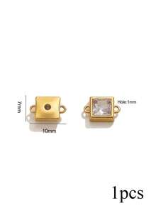1pc Stainless Steel Star, Round And Square Double Hole Connector, Suitable For Necklace And Bracelet - DIY Jewelry Making Accessories - Connector - View 24