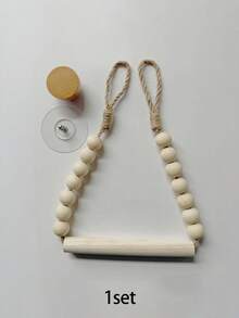 1pc No-Drill Wall-Mounted Rope Woven Toilet Paper Holder, Kitchen Wall-Mounted Paper Towel Rack With Hook, Modern Home Fashion Bathroom Accessory, Woven Toilet Paper Holder, Rope Hanging Paper Towel Roll, Vintage Natural Unique Bathroom Accessory - Multicolor - View 12