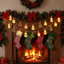Christmas Light 20 LED Snowman Santa Claus Christmas Tree Hybrid Battery Power Supply (Excluding Battery) Christmas Cartoon Pendant, 2 Flashing Modes, Suitable For Indoor Christmas Tree Decoration, Home, Gatherings - Warm White - View 4