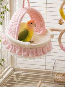 1pc Handmade Woven Hamster Nest, Parrot Nest, Rabbit Hideout, Suitable For Hamster/Parrot/Guinea Pig/Rabbit, All-Season Pet Nest (Hook Color Randomly Shipped) - View 3