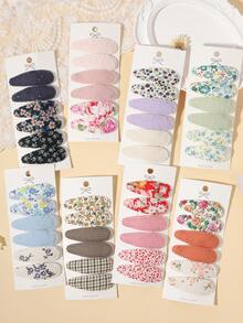 6pcs Pastoral Floral Print Water Drop Hair Clips, Gentle Lace Side Clips, Versatile Daily Decorative Hair Accessories - Mixed color - View 4