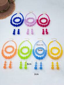4pcs/Set Bohemian Style Acrylic Asymmetrical Geometric Beaded Pendant Bracelet, Earrings, Necklace Set, Suitable For Women's Daily, Summer, Vacation, Party, Festival Wear - Yellow - View 4