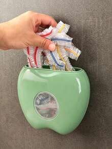 Apple-Shaped Wall-Mounted Storage Box, Multi-Functional Plastic Cling Film & Shopping Bag Dust-Proof Organizer, Durable Space-Saving Kitchen & Home Decor, 2 Colors, Suitable For All Seasons, Decorative Wall Accent, Easy To Clean - Multicolor - View 9