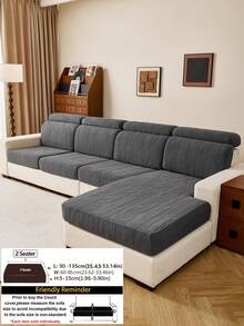 1PC Herringbone Textured Stretch Sofa Seat Cover,Soft Skin-Friendly Easy Clean Scratch Resistant Couch Cushion Protector, Machine Washable All-Season Pet Friendly Sofa Slipcover For 1/2/3 Seater & L-Shaped Corner Sofa - Dark Grey - View 16