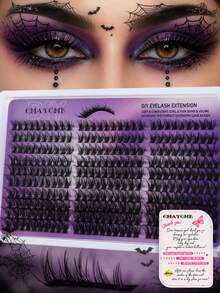 300pcs Cartoon Style D-Curl Mixed Length Faux Mink Single Cluster False Eyelashes, Fine Stem Fluffy Dense Segmented Lashes, Suitable For Halloween Cosplay Party Makeup - D - View 5