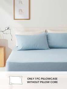 HONEYMOON 1pc Solid Color Pillowcase - 100% Polyester Fabric, Soft, Breathable, Wrinkle-Resistant, Envelope Closure, No Filling - Suitable For Home, Dorm, Sofa, Blue - Blue - View 2