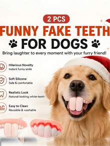 1/11/22pcs Funny Dog Dentures, White Fake Teeth, Funny Dog Teeth, Rabbit Style Dog Dentures, Pet Teeth, Suitable For Dog Photos, Creative Costume Accessories, Holiday Parties And Funny Scenes - Multicolor - View 8