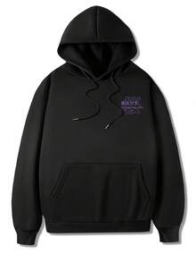Men's Sweatshirt With Anime Pattern And Thermal Insulation - Black - View 3