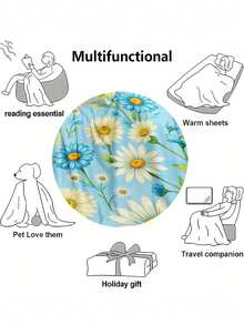 Soft & Comfortable Exquisite Printed Cute Animal Blanket, 2D Flat Print Pattern Multi-Purpose Blanket For Sofa, Bed, Outdoor Camping, Leisure, Home, Picnic, Travel, All Seasons, Modern Style, Polyester, Machine Washable - Multicolor - View 6