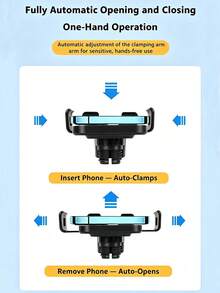 Dudukan Ponsel Mobil Nirkabel Otomatis, Dudukan Ventilasi Udara, Pengisi Daya Nirkabel, Braket Navigasi Mobil Universal Rotasi 360° untuk Smartphone - D18 - View 7