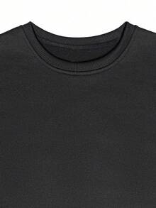 Men's Personalized Street Style "Dark Evil" Gothic Letter Graffiti Print Crew Neck Sweatshirt, Casual Loose Fit Long Sleeve Pullover Top, Autumn/Winter - Black - View 4