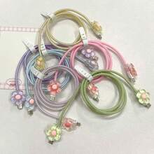 4pcs Floral Data Cable Protector, Compatible With Apple Phone Accessories Data Cable Protector - Durable, Anti-Break, Elegant Design - Multicolor - View 1