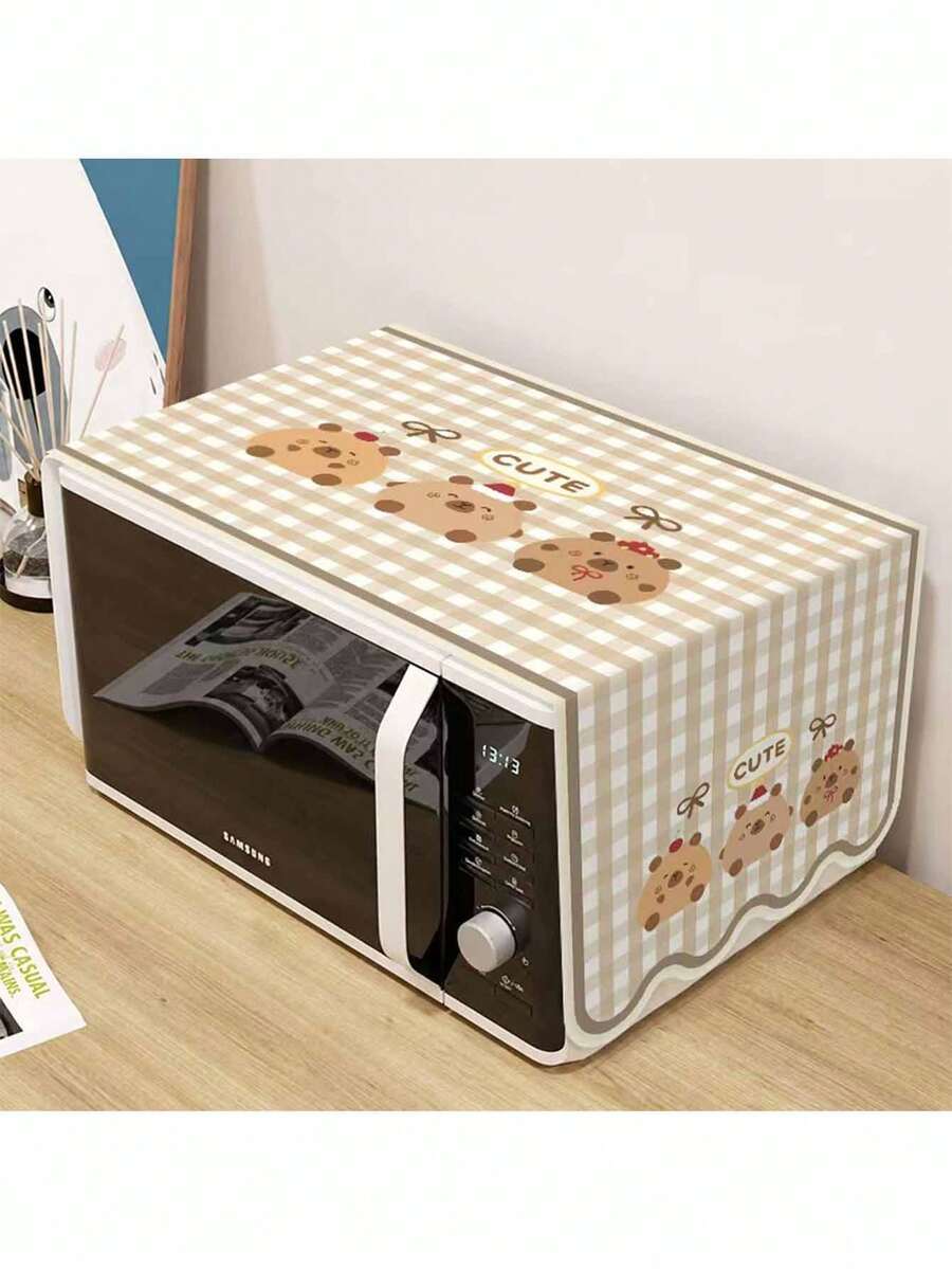 Khăn phủ chống bụi lò vi sóng họa tiết caro hoạt hình, khăn phủ lò nướng mặt bếp nhà bếp, khăn phủ trang trí bảo vệ thiết bị gia dụng - Nhiều màu - Xem 1