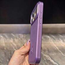 DECOPHONE Metal Texture Texture Daymera Luggage Case Phone Case, Fashionable Striped Anti-Drop Protection Case, Compatible With Apple 17 Pro Max, Matte Anti-Drop Design, Fully Covers The 16 Pro Lens, 15 Pro Max Premium Protection Case - Violet Purple - View 5