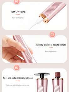 Cordless Electric Foot File, USB Rechargeable, 3 Aadjustable Speed Settings, Portable Foot Smoothing Device For Home And Nail Salon Callus Removal, Suitable For Dead Skin, Dry/Cracked Hard Skin And Calluses And Nail Polish Removal And Buffing, - View 3