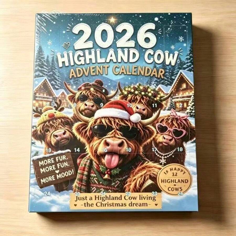 Innovative Design Highland Cow Wall Calendar Soft Cute Highland Cow Decor, Anime Figures, Halloween Party Favor, Mystery Box, Squishies