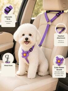 1pc Adjustable Pet Car Safety Tether, Vehicle Restraint Strap With Headrest Fixing Belt And Metal Clip, Suitable For Dogs, Cats And Small Pets, Ideal For Daily Commute, Walking, Training And Outdoor Use, Multi-Color Pet Car Accessories, Suitable For Rear Seat Travel And Camping - Multicolor - View 8