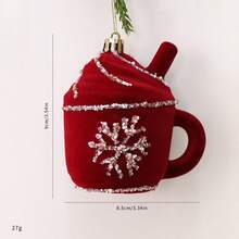 Christmas Candy Cane Hanging Ornament, Christmas Tree Decoration, Window Display, Nordic Red Flocked Candy Pendant - Multicolor - View 6