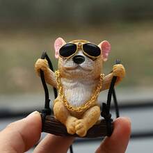 1pc Cute Swinging Pet Dog Car Rearview Mirror Hanging Ornament Car Interior Decoration - A - View 3