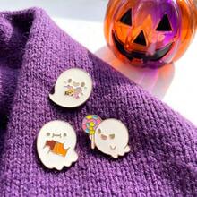 3pcs/Set Halloween Ghost Resin Enamel Pin Color Blocking Fashion Decorative Badge Ornaments Lapel Bag Badges Gifts - Multicolor - View 6
