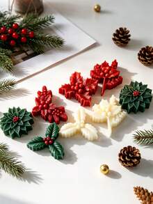 7-Cavity Christmas Holly & Pine Cone Silicone Mold, 3D Winter Berry & Leaf Mold, Soft Reusable, Suitable For Scented Candles, Soap, Resin, Plaster Handmade DIY, Home Christmas Decor Holiday Gift - Mold - View 5