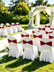 50PCS Elastic Chair Bowknot Chair Covers With Buckle Slider, Suitable For Wedding, Party, Reception, Ceremony, Banquet Decoration, Applicable To Different Themes, Enhancing Decoration For Wedding, Graduation, Party, Engagement, Baby Shower, Banquet, Business Exhibition And Other Special Events - Multicolor - View 3