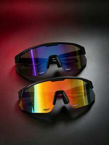 1件中性戶外運動騎行徒步跑步時尚運動眼鏡，漸層水銀鏡片 - 炫彩護目鏡 - 查看 7